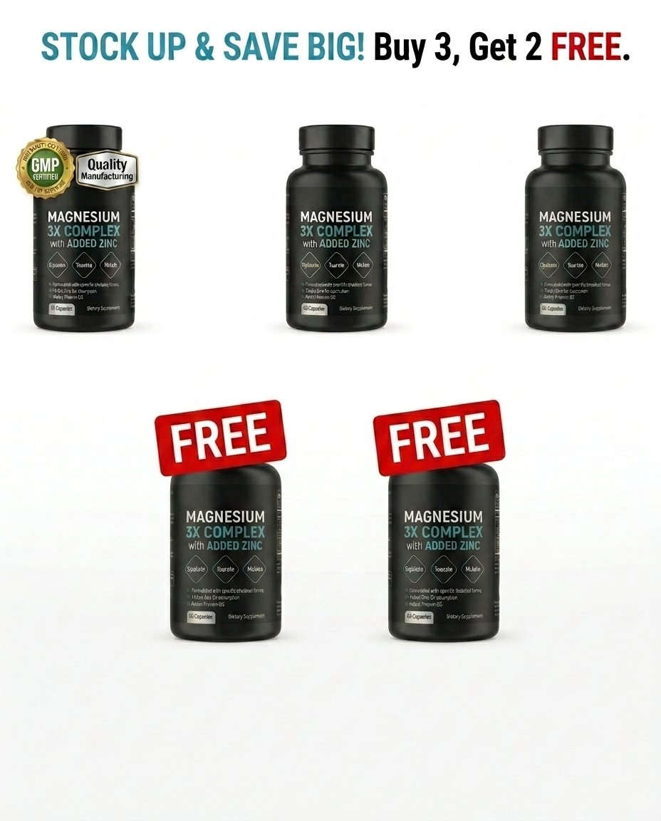 Magnesium 3X Complex with Vitamin D3 & Zinc: Glycinate, Malate, Taurate for Sleep, Recovery & Energy